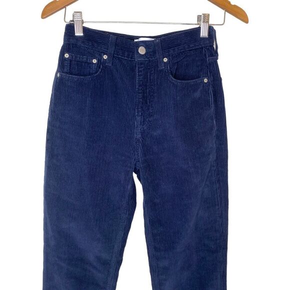 Aritzia Denim Forum The Arlo High Rise Straight Leg Blue Corduroy Pants - Picture 5 of 14